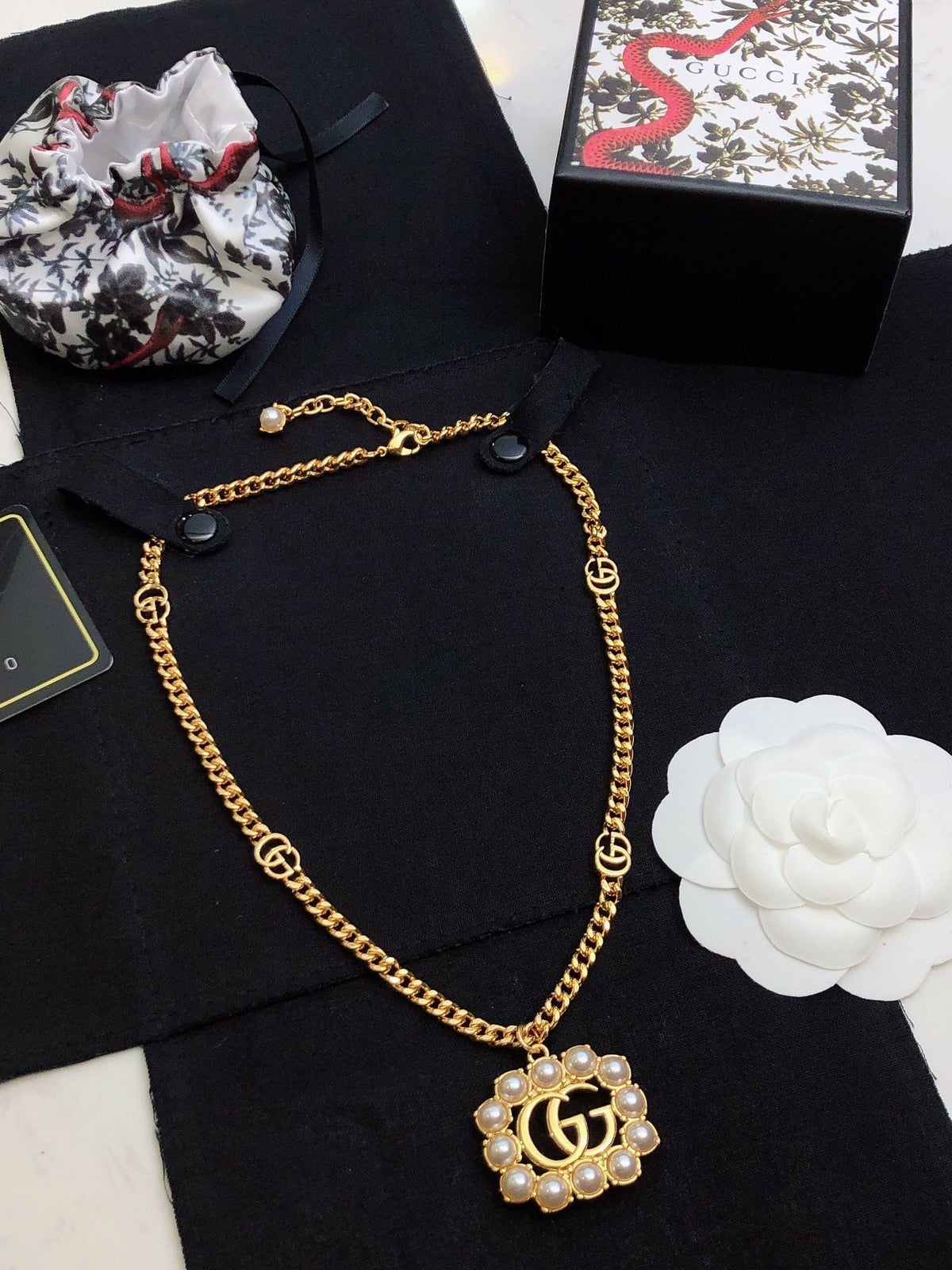 Gucci Double G Pearl Double G Necklace
