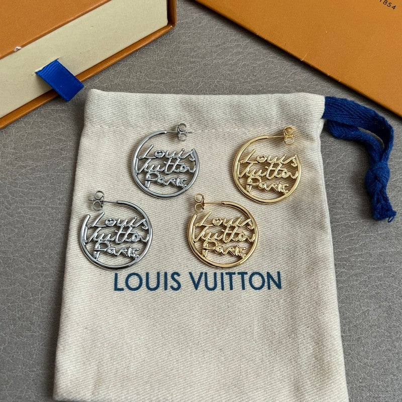 Louis Vuitton Script Earrings - 18K Gold