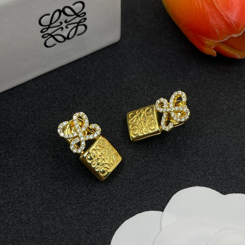 LOEWE Anagram Diamond Earrings - 18K Yellow Gold