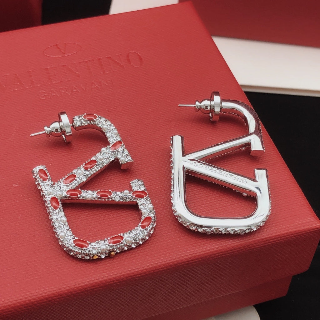 Valentino Red Crystal Earrings - 18K Gold