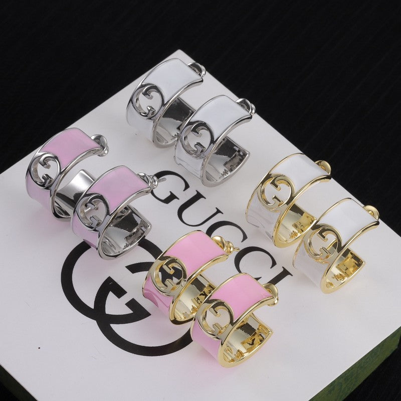Gucci Double G Color Enamel Earrings - 18K Gold