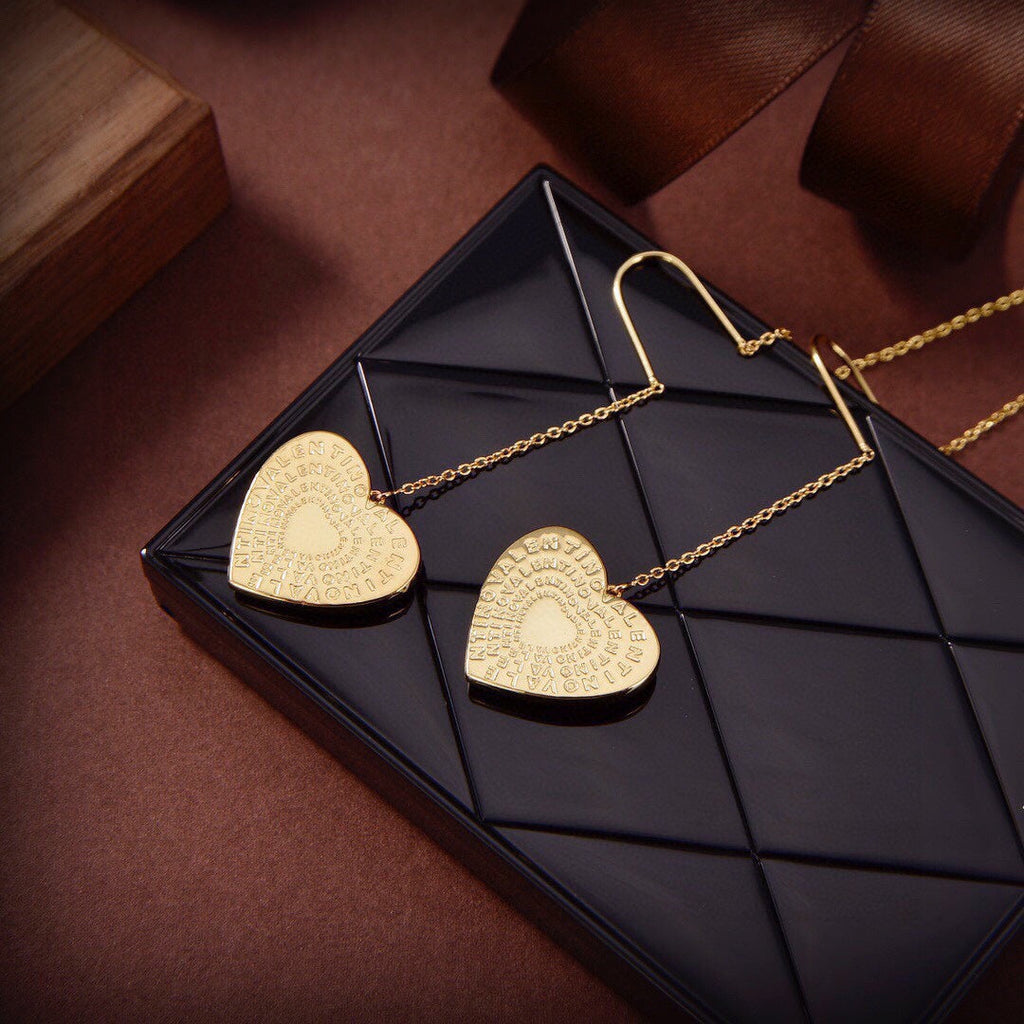 Valentino Red Heart Earrings - 18K Yellow Gold