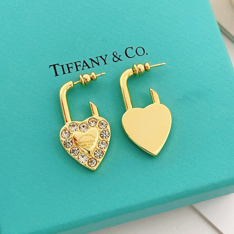 Tiffany Diamond Heart Earrings - 18K Gold