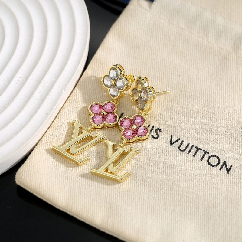Louis Vuitton Iconic Pink Crystal Earrings - 18K Gold