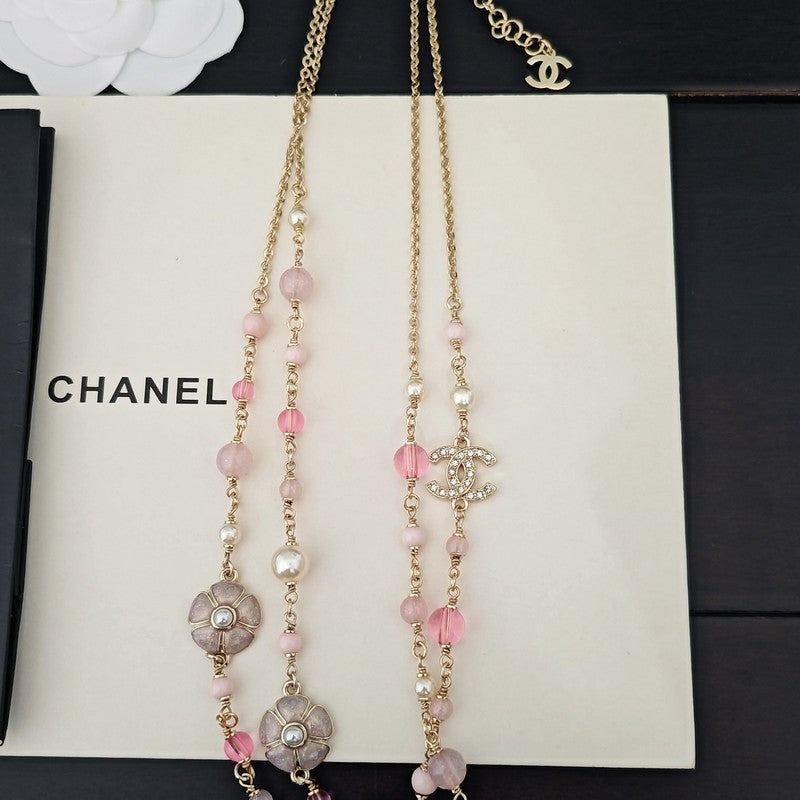 Chanel Pink Pearl Long Necklace
