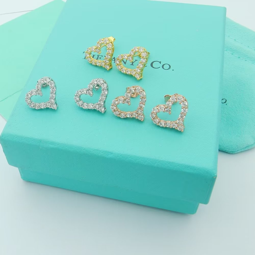 Tiffany Heart Moissanite Earrings - 18K Gold