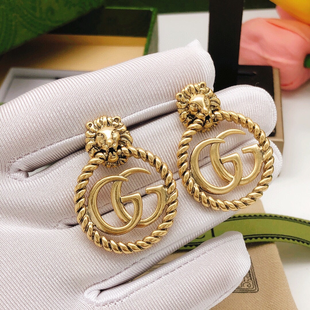 Gucci Double G Pendant Earrings - 18K Yellow Gold