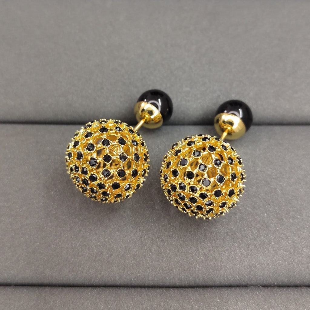 Dior Tribales Black Stone-Effect Resin Pearl Earrings