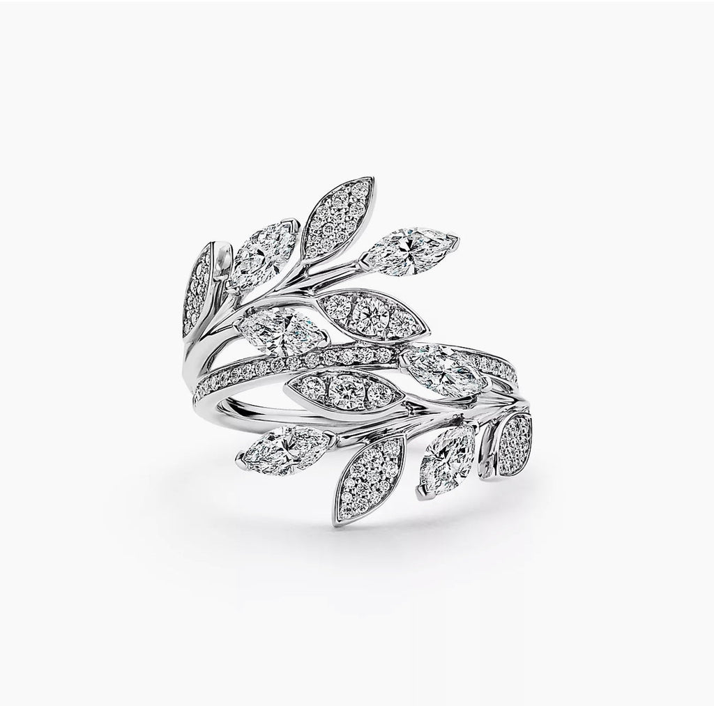 Tiffany Victoria Moissanite Vine Bypass Ring - 18K White Gold