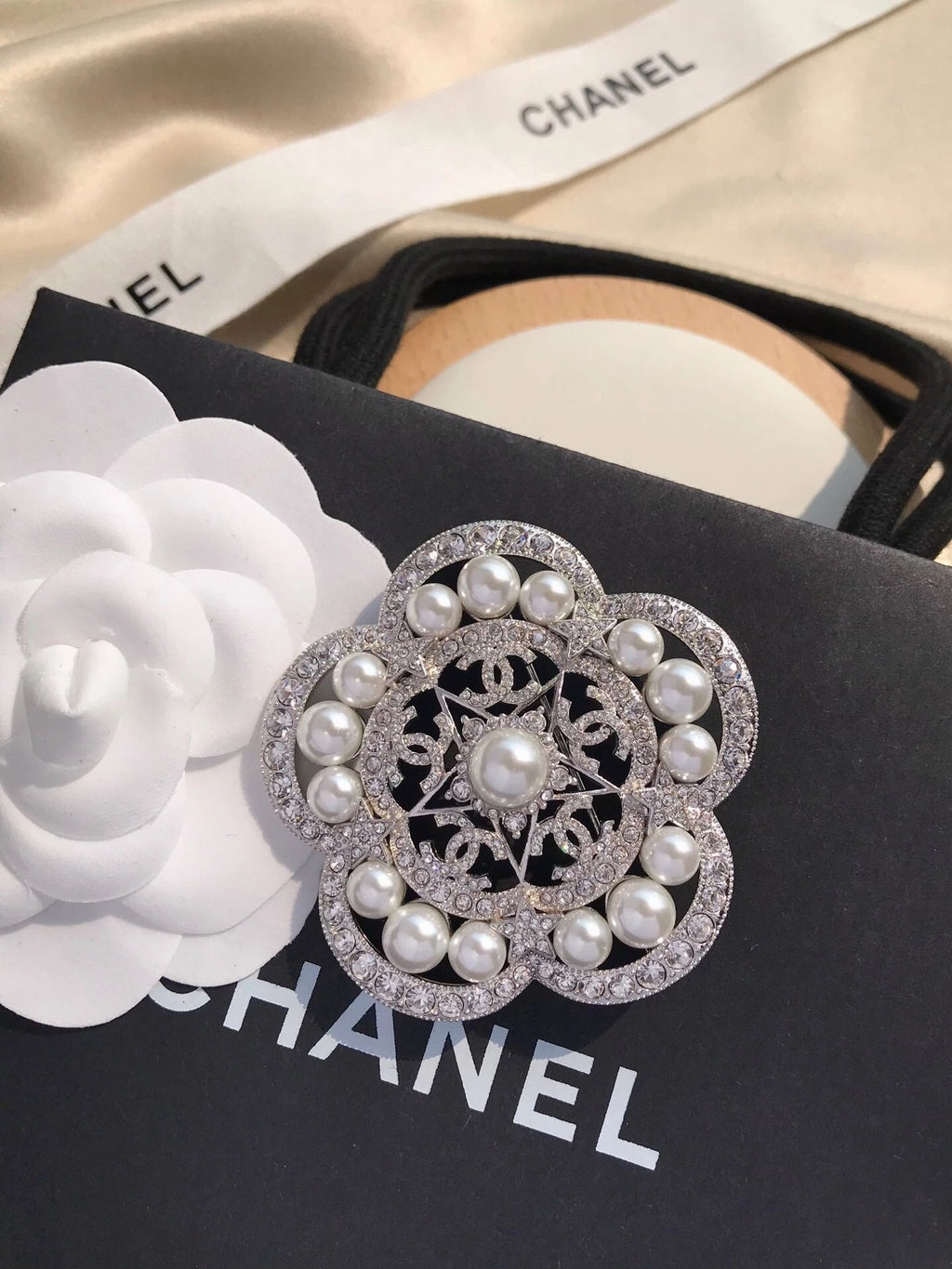 Chanel Camellia Pearl Brooch