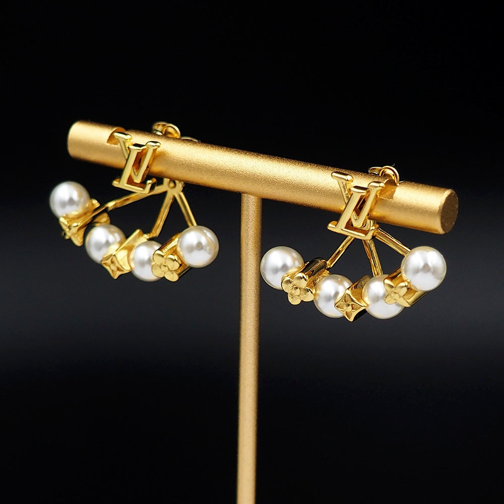 Louis Vuitton Monogram Pearl Earrings - 18K Yellow Gold