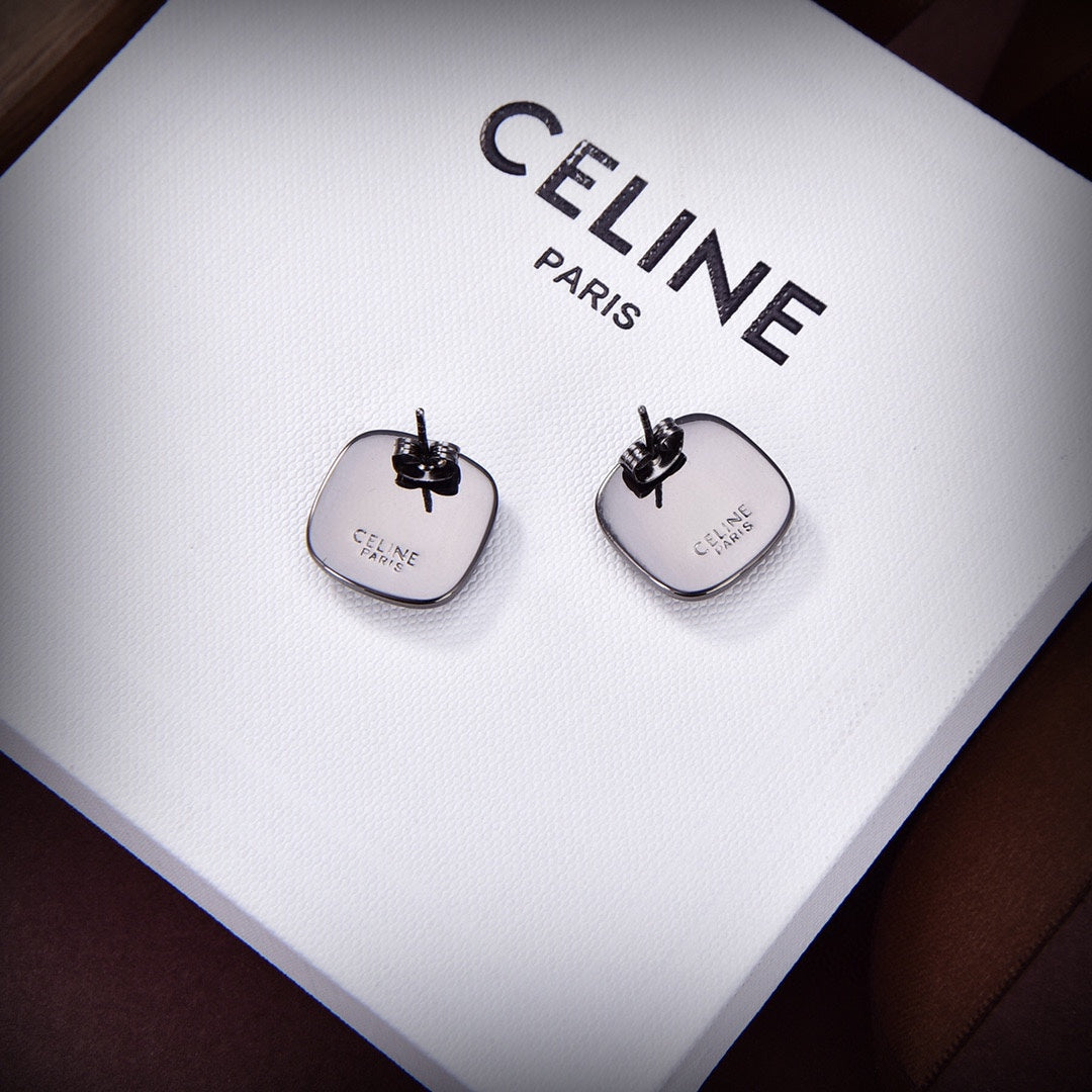 Celine Triomphe Black Earrings - 18K Yellow Gold