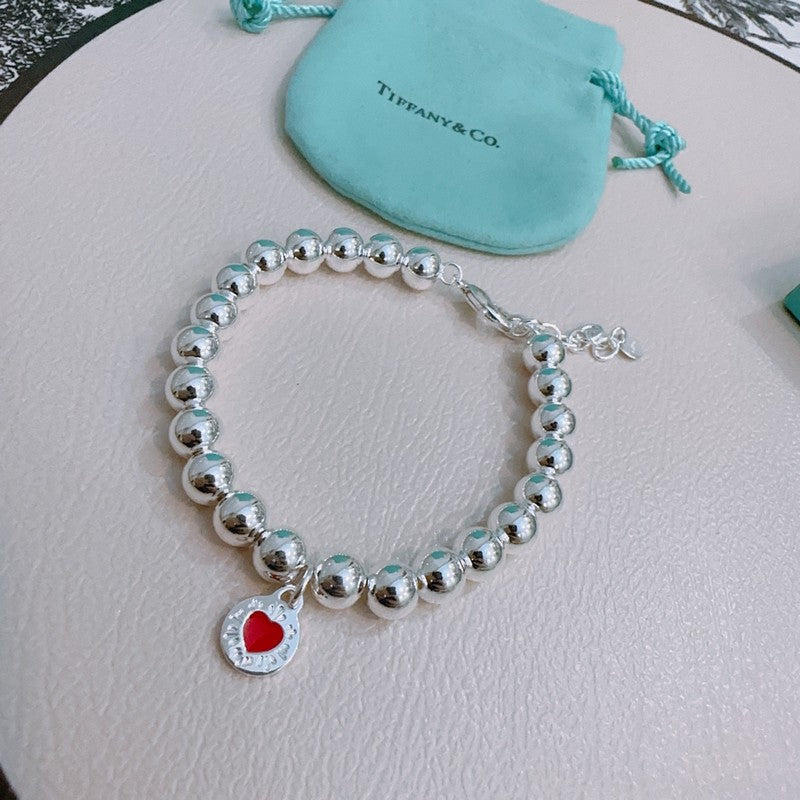 Return to Tiffany Red Heart Bead Bracelet - 18K White Gold