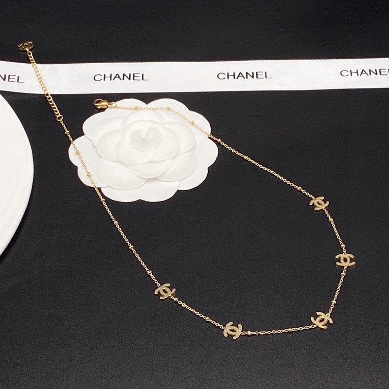 Chanel Small Logo Gold Necklace