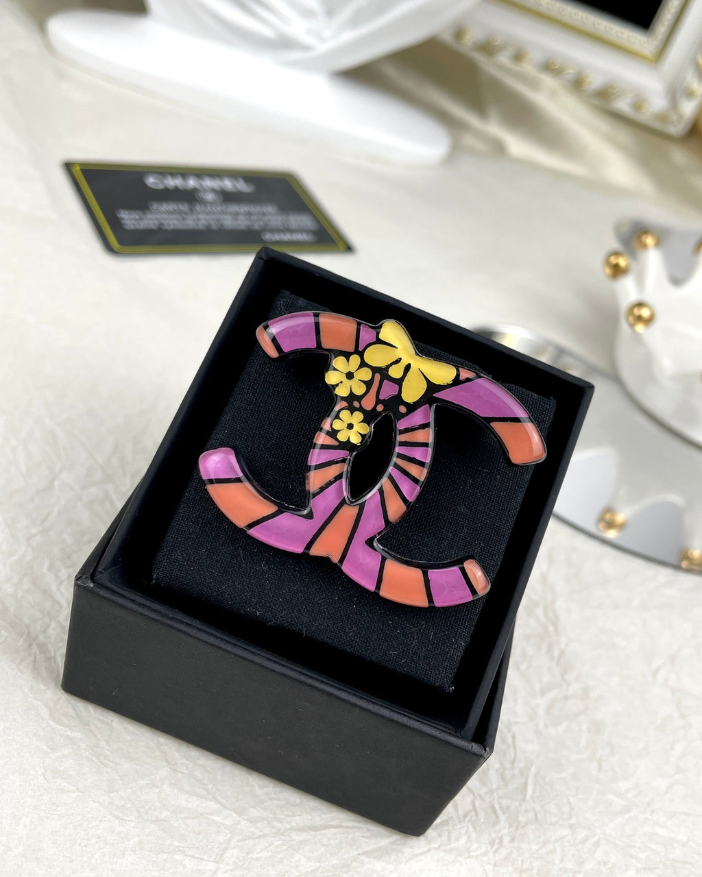 Chanel Pink Resin Brooch