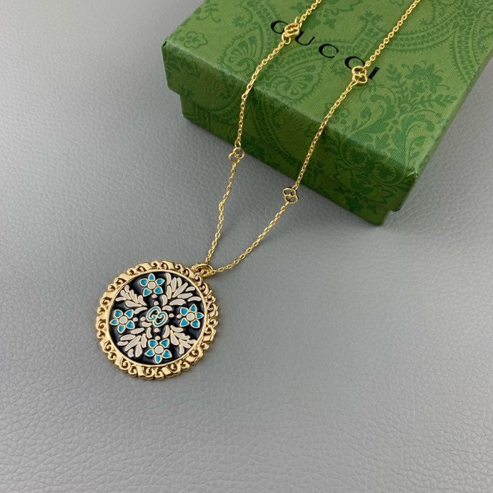 Gucci Double G Iconic Floral Pendant Necklace