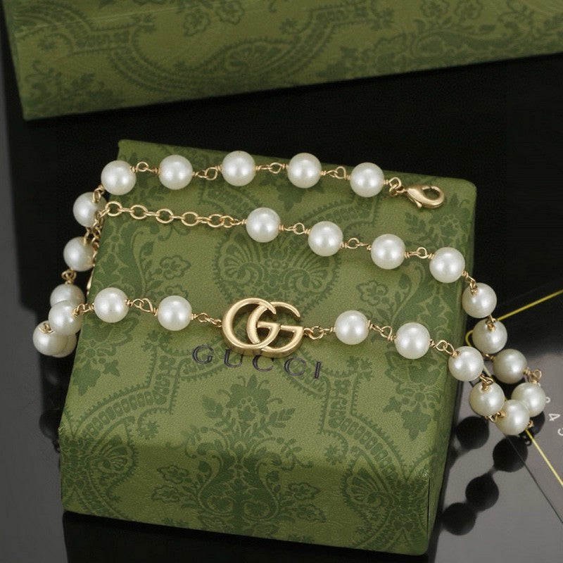 Gucci Double G Pearl Necklace
