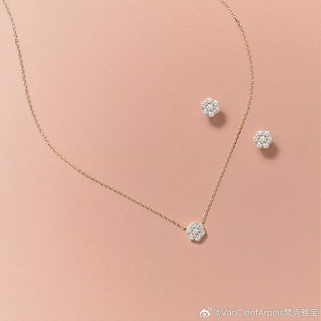 Flower Crystal Earrings - 18K Gold