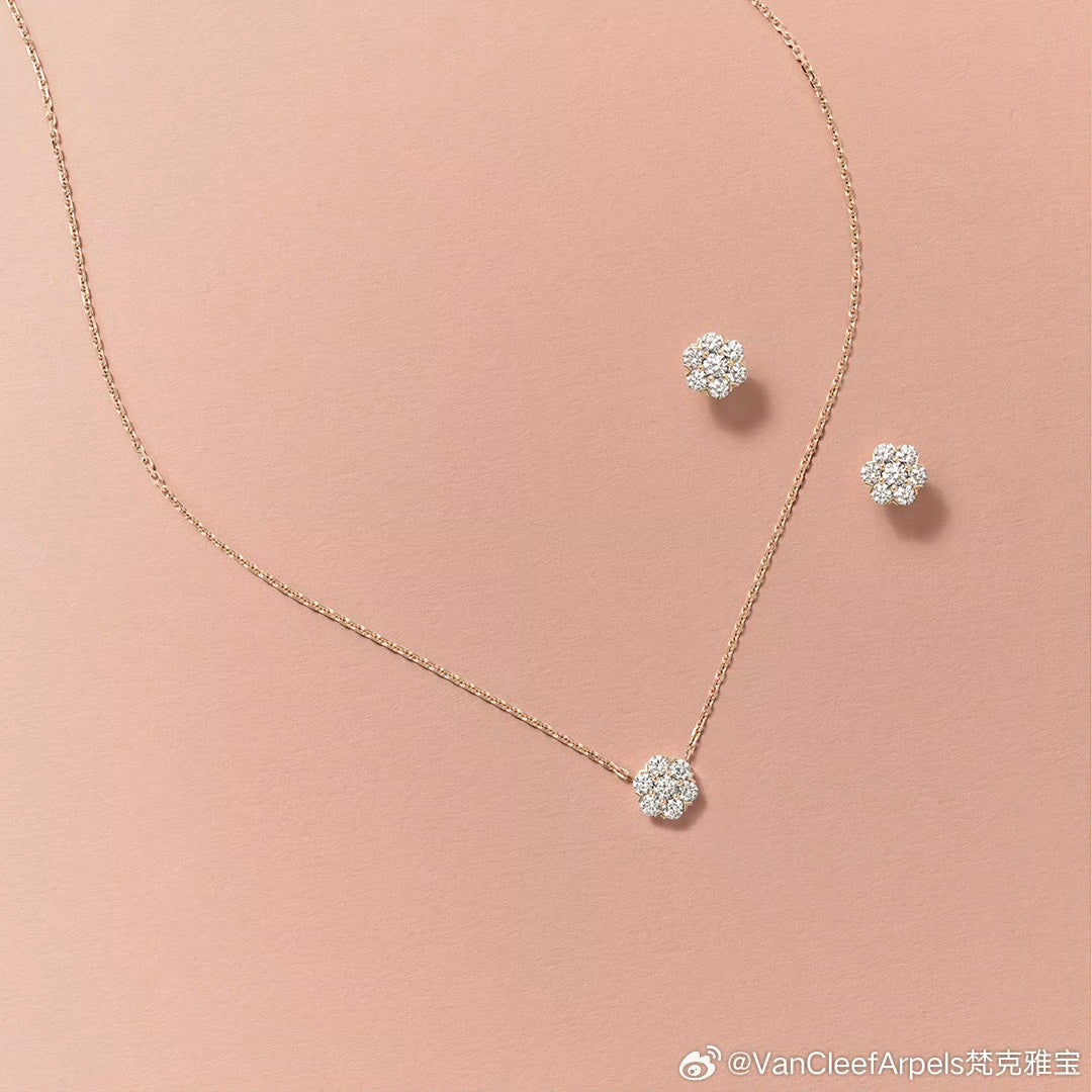 Flower Crystal Earrings - 18K Gold