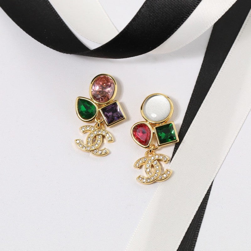 Chanel Color Crystal Earrings - 18K Yellow Gold