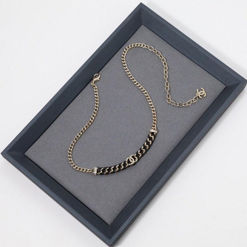Chanel Vintage Gold Leather Necklace