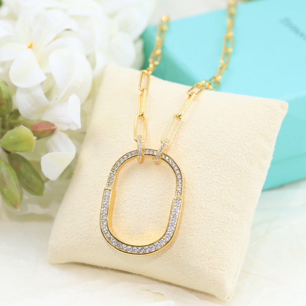 Tiffany Lock Pendant Pave Moissanite Necklace