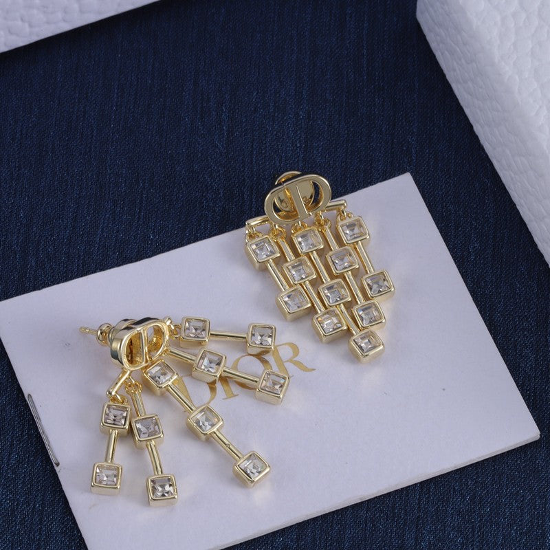 Dior Crystal Earrings - 18K Yellow Gold