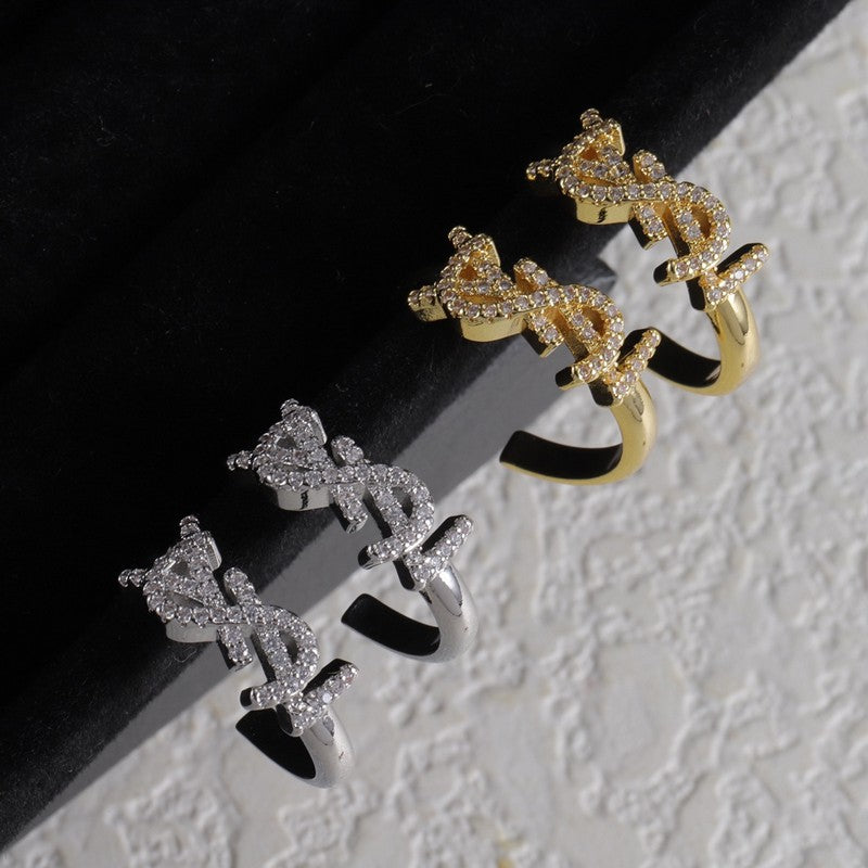 YSL Gold Diamond Circle Earrings - 18K Gold