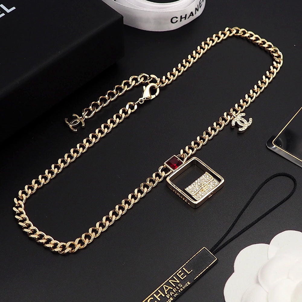 Chanel Red Bag Pendant Necklace