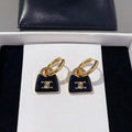 Celine Black Bag Earrings - 18K Yellow Gold