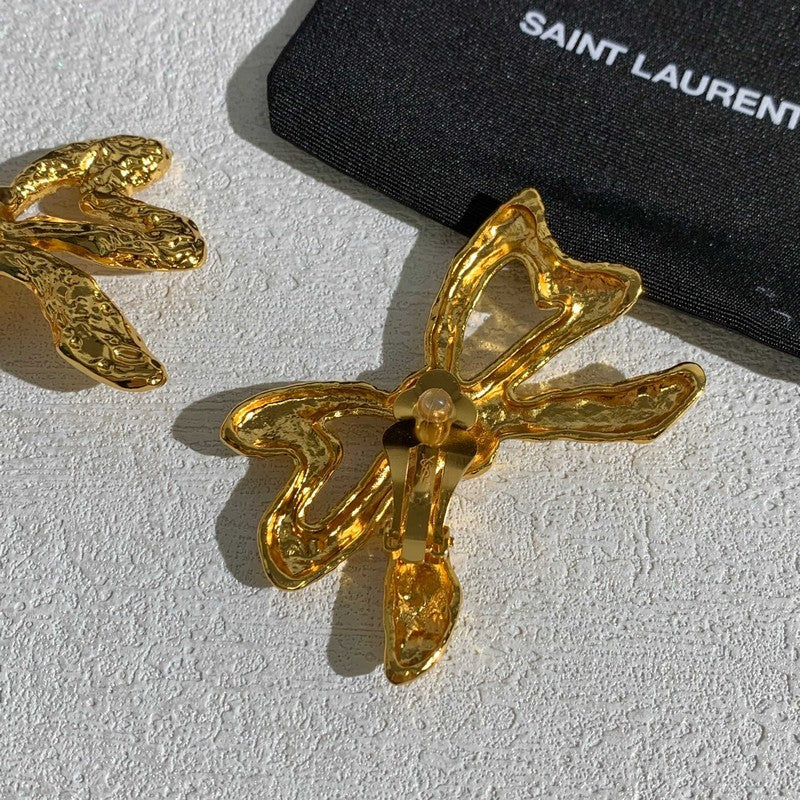 YSL 26C Butterfly Earrings - 18K Yellow Gold