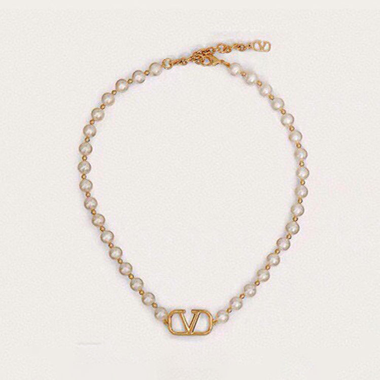VLogo Pearls Choker Necklace