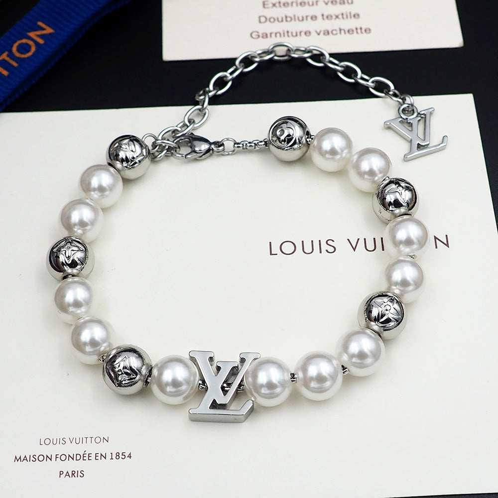 Louis Vuitton Monogram White Pearl Bracelet