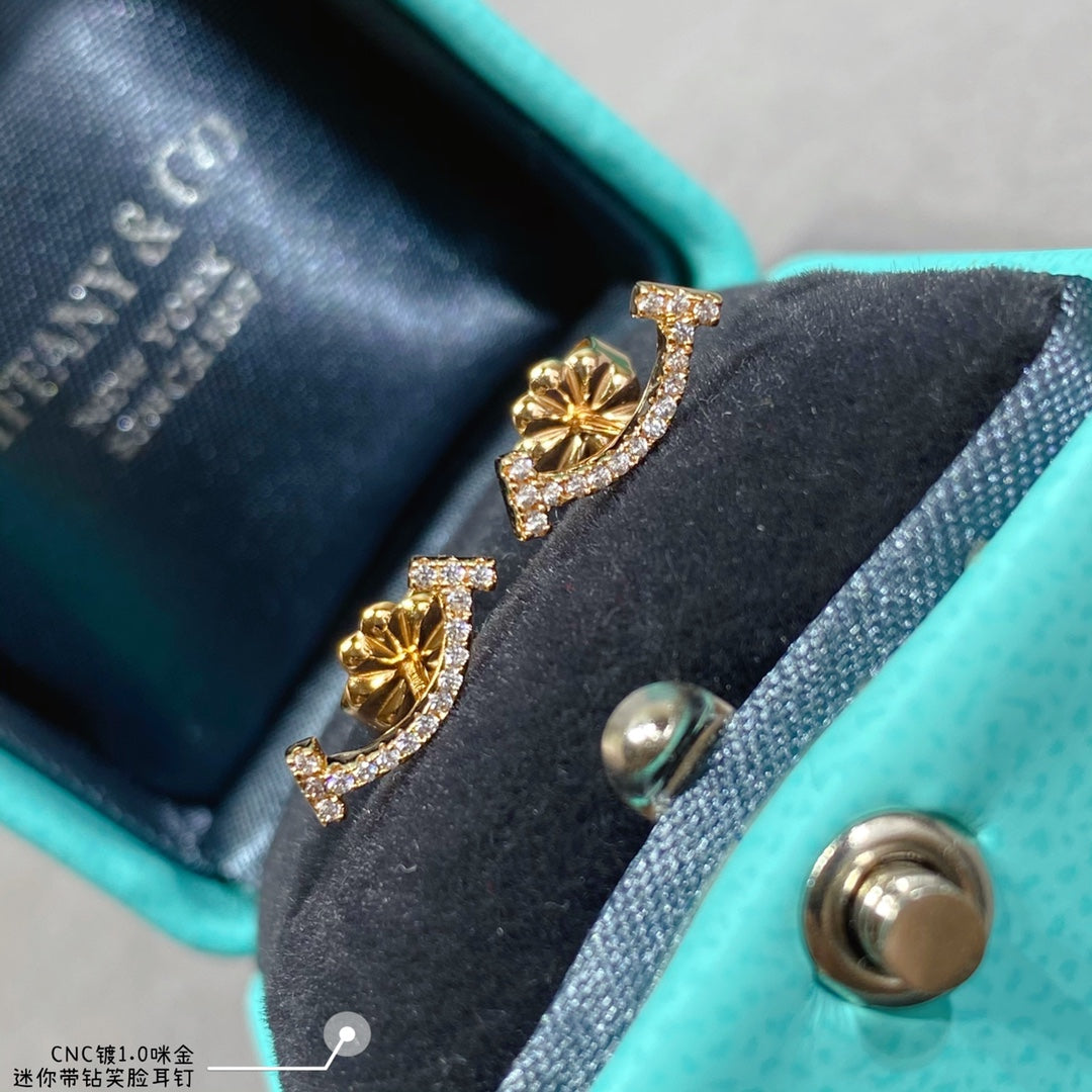 Tiffany Smile Moissanite Earrings - 18K Gold
