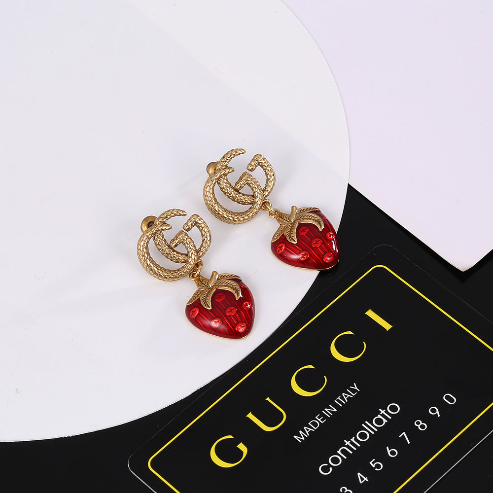Gucci Double G Strawberry Earrings - 18K Yellow Gold