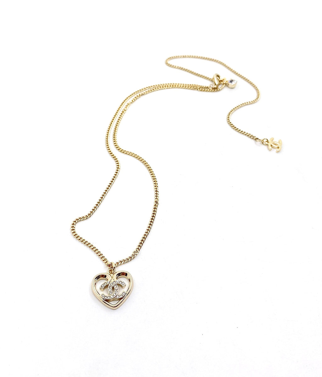 Chanel Heart Pendant Chain Necklace