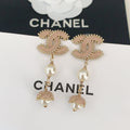 Chanel Pearl Crystal Earrings - 18K Rose Gold