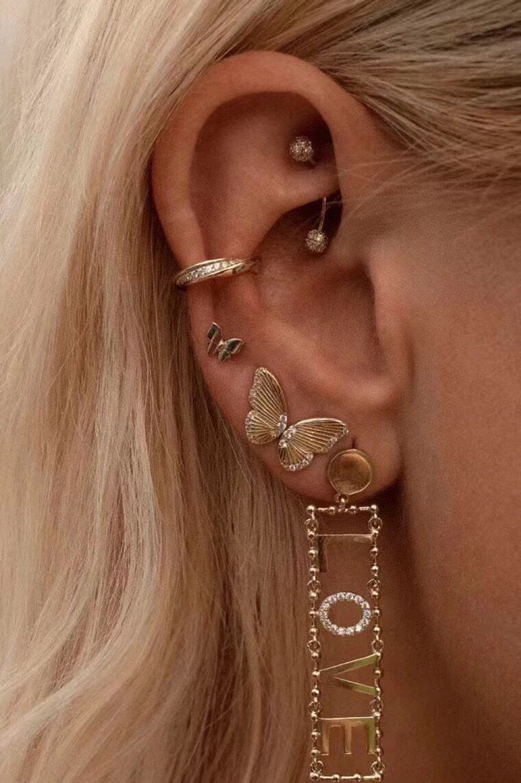 Celine Triomphe LOVE Diamond Earrings - 18K Yellow Gold