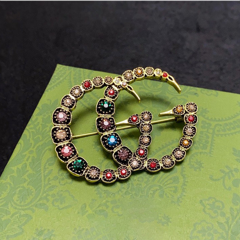 Gucci Double G Color Crystal Brooch