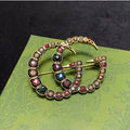 Gucci Double G Color Crystal Brooch