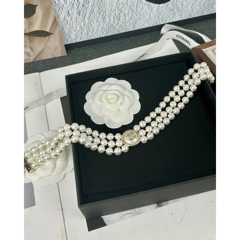 Chanel Choker Pearl Chain Necklace