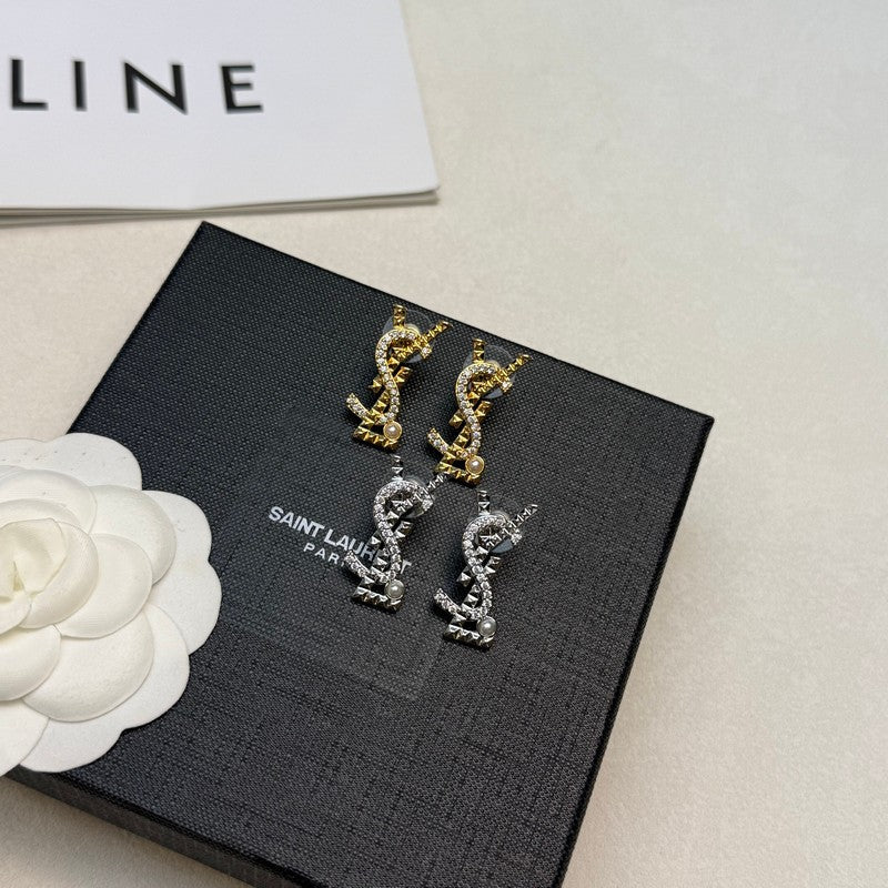 YSL Gold Diamond Earrings - 18K Gold