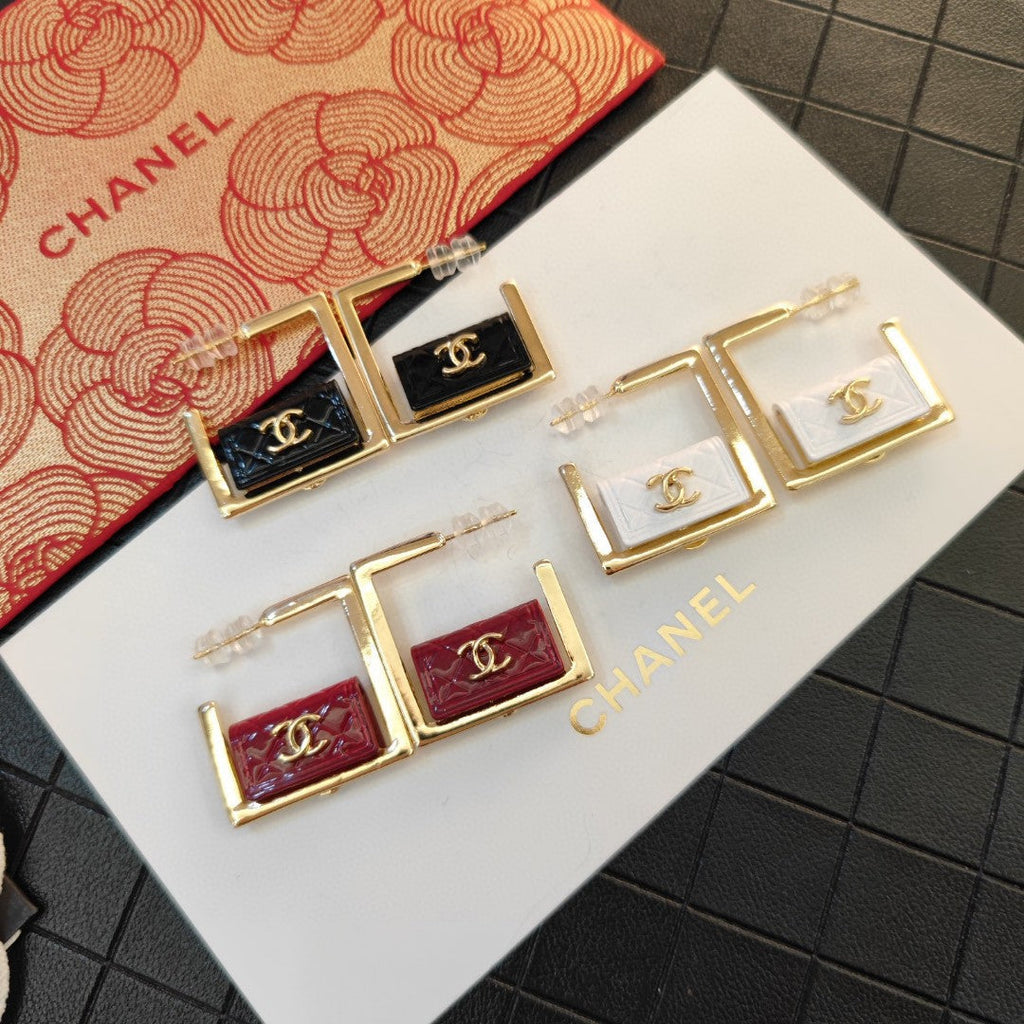 Chanel Red Bag Hoop Earrings - 18K Yellow Gold