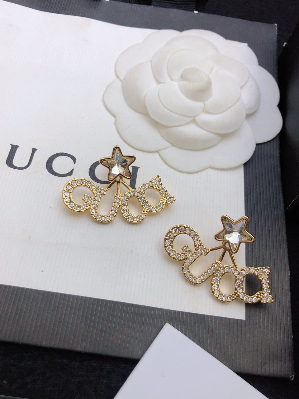 Gucci Double G Script Star Earrings - 18K Yellow Gold