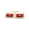 Red Bag Pendant Earrings - 18K Yellow Gold