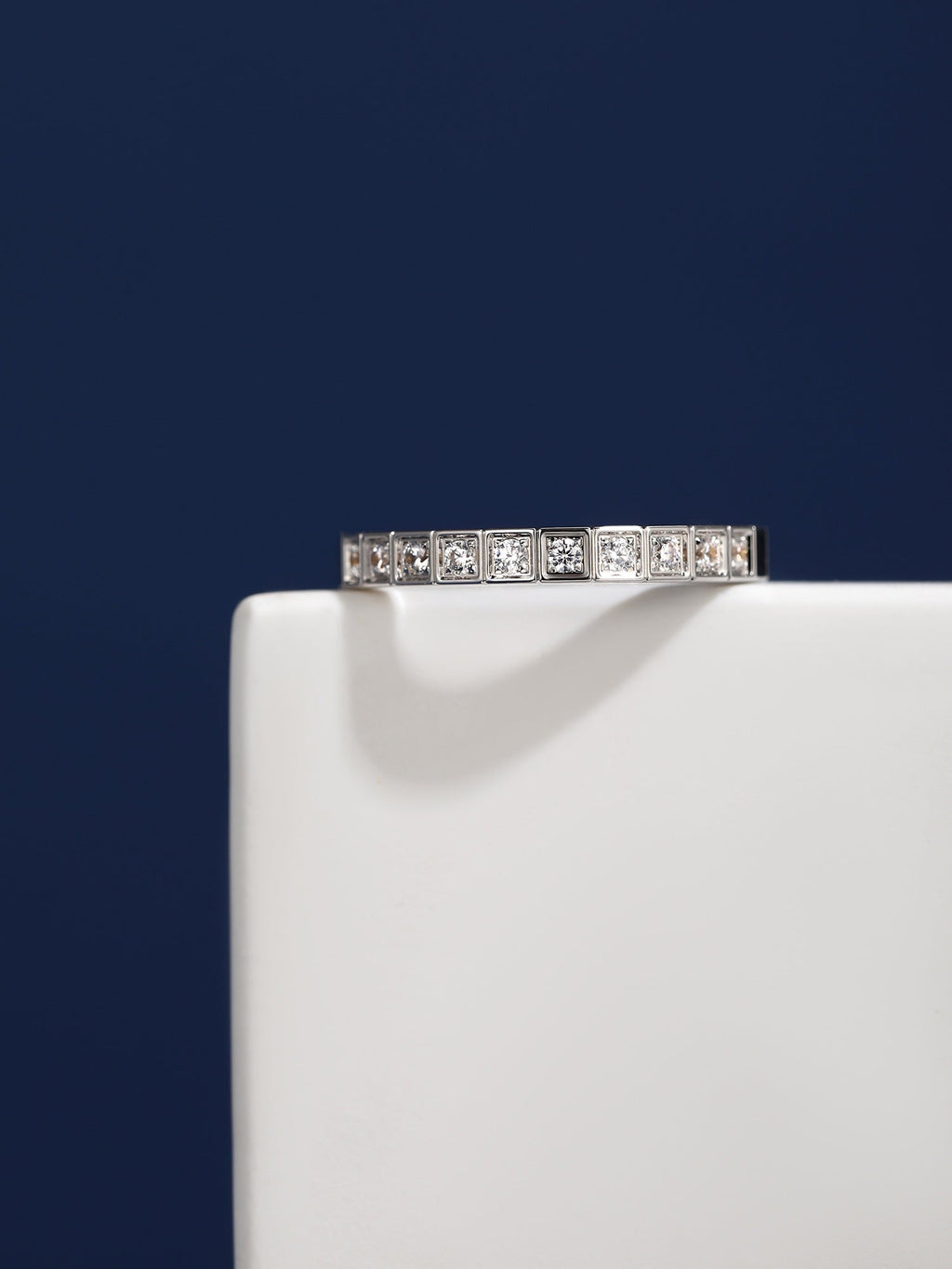Ice Cube Moissanite Ring - 18K White Gold