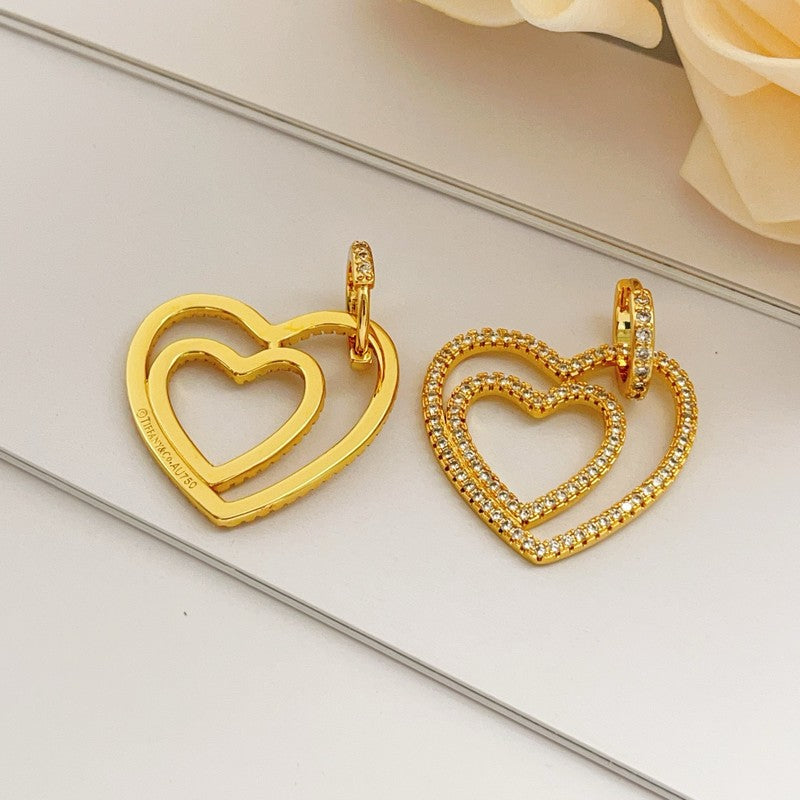 Tiffany Heart Diamond Earrings - 18K Gold