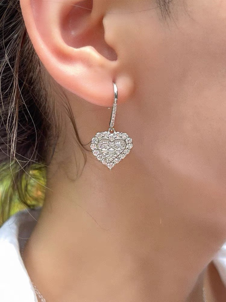 Tiffany Heart Diamond Earrings - 18K White Gold