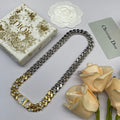 Dior Icon Chain Blue White Resin Necklace