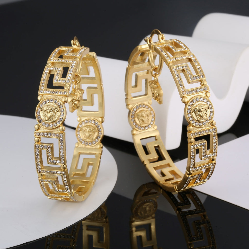 Ver Round Crystal Earrings - 18K Yellow Gold
